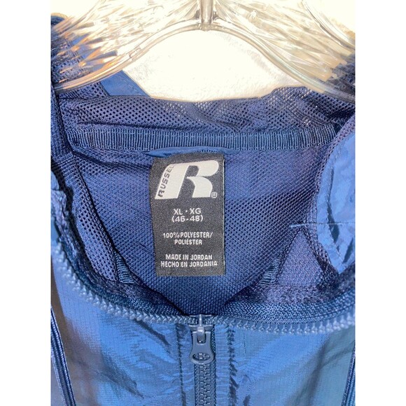Russell Athletic Mens Windbreaker XL Blue Camouflage Full Zip Up Lightweight - Picture 2 of 6